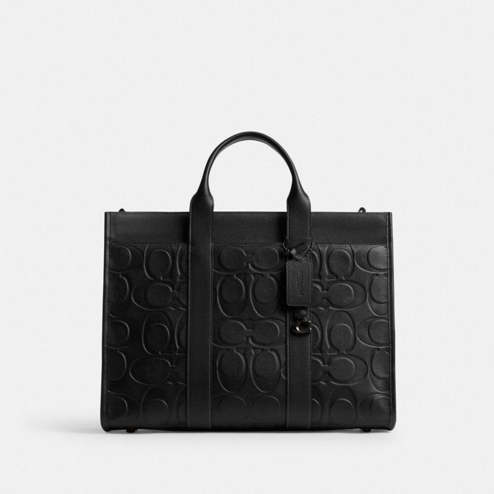 Coach Wesley Tote In Maxi Signature Leather